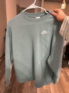 Nike Women's Crewneck Sweatshirt in Light Teal with White Logo